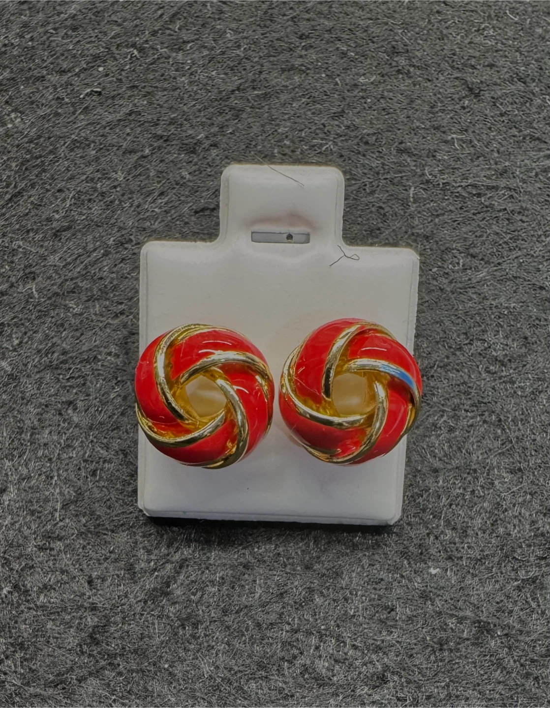 Red Enameled Gold Swirl KNOT Earrings NEW!! - photo 3