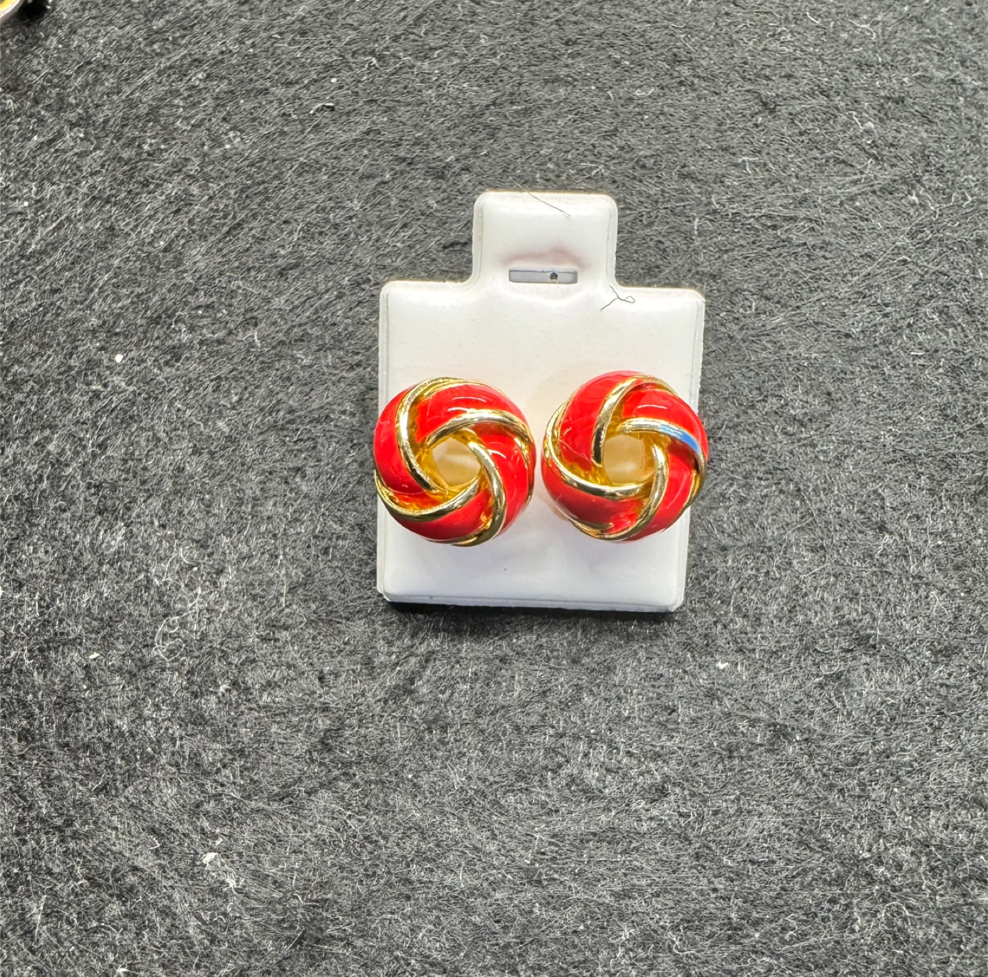 Red Enameled Gold Swirl KNOT Earrings NEW!! - photo 4