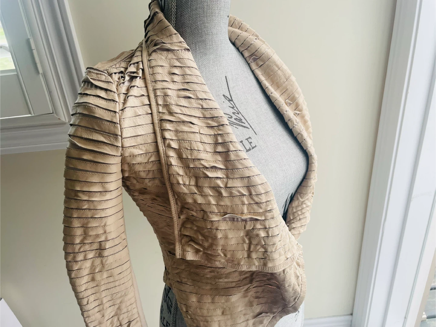 MARCIANO Beige Leather Jacket XS - photo 3