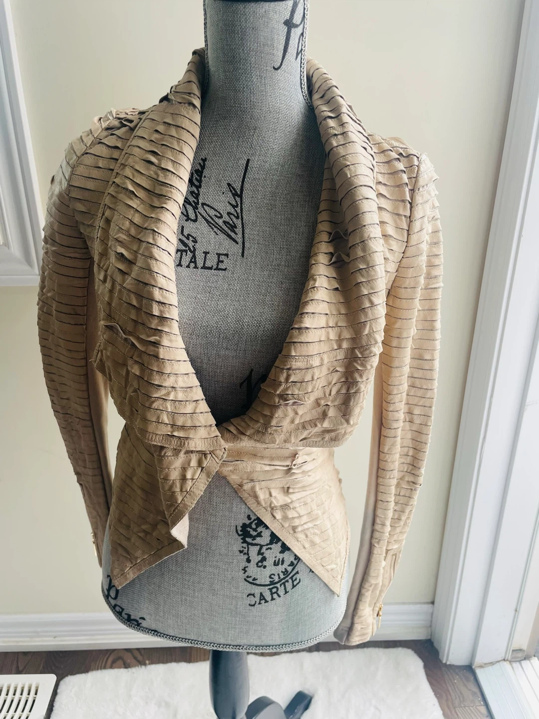 MARCIANO Beige Leather Jacket XS