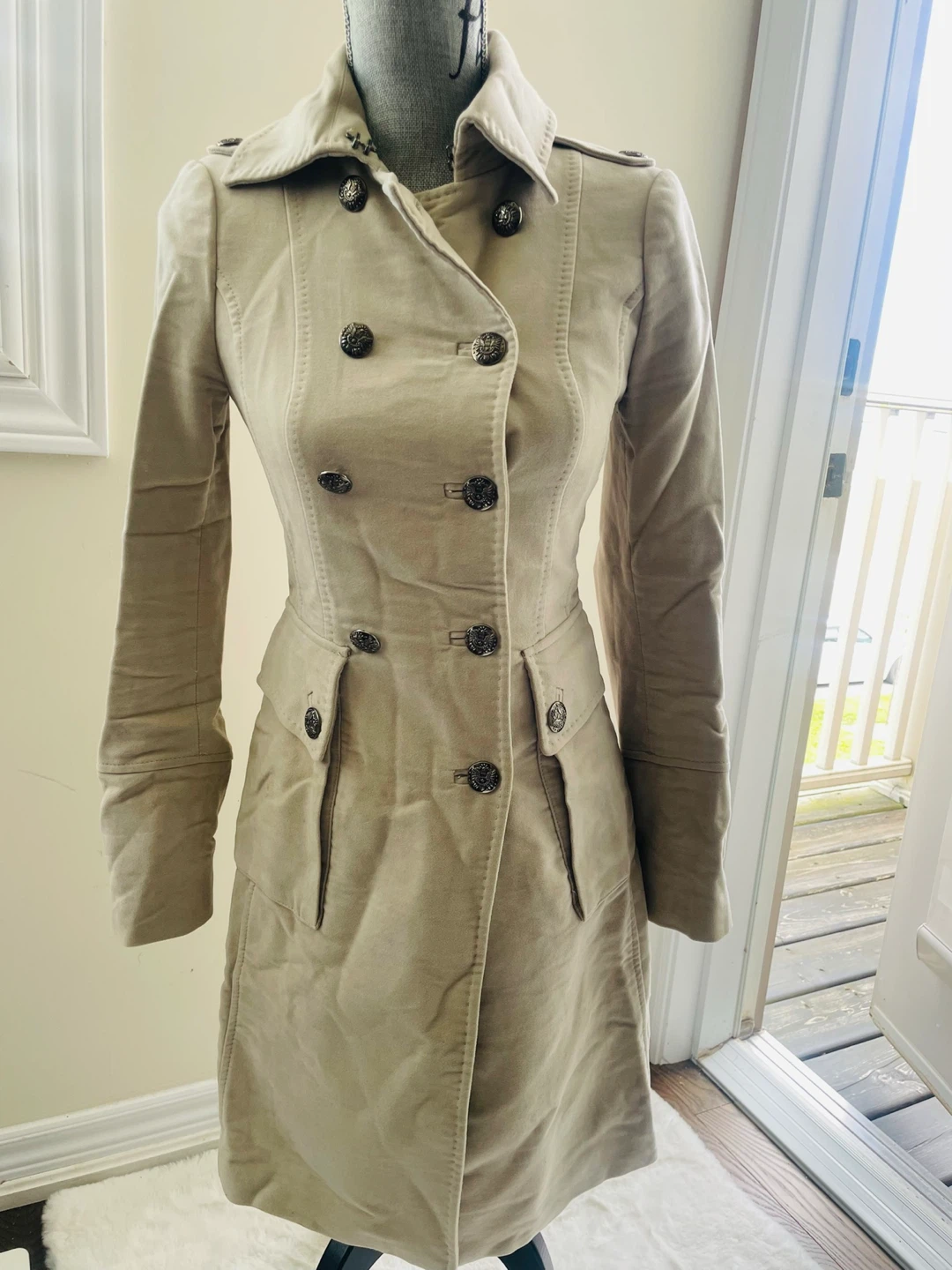 Zara Woman Beige Double-Breasted Trench Coat