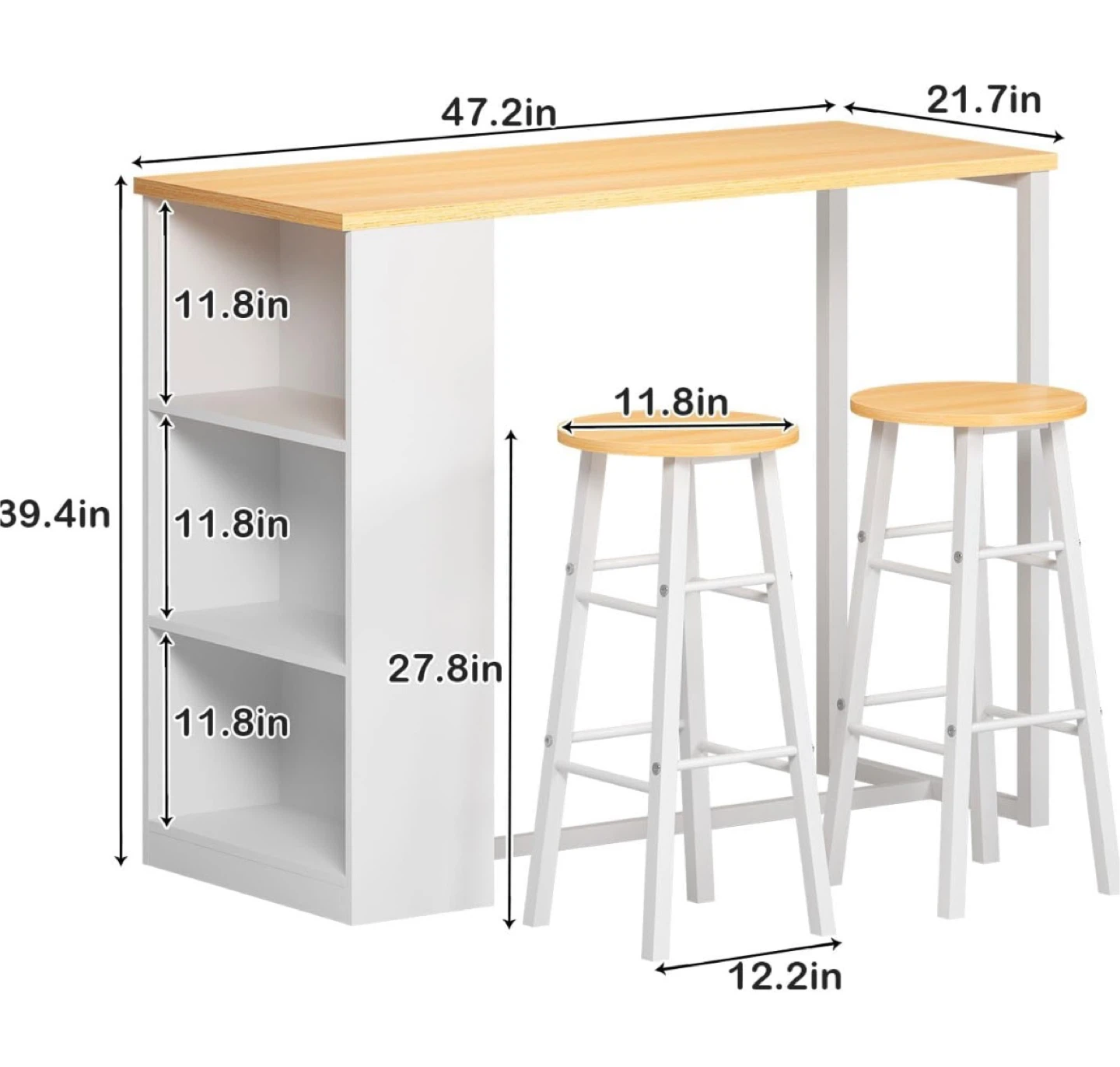 3-Piece Bar Table Set with 2 Stools - photo 2