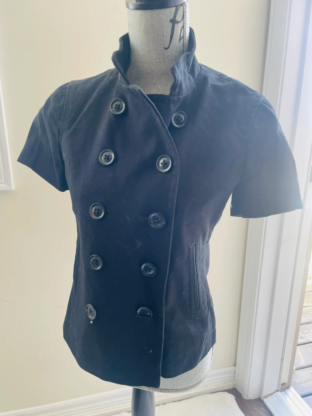 GAP Black Double-Breasted Short Sleeve Jacket XS