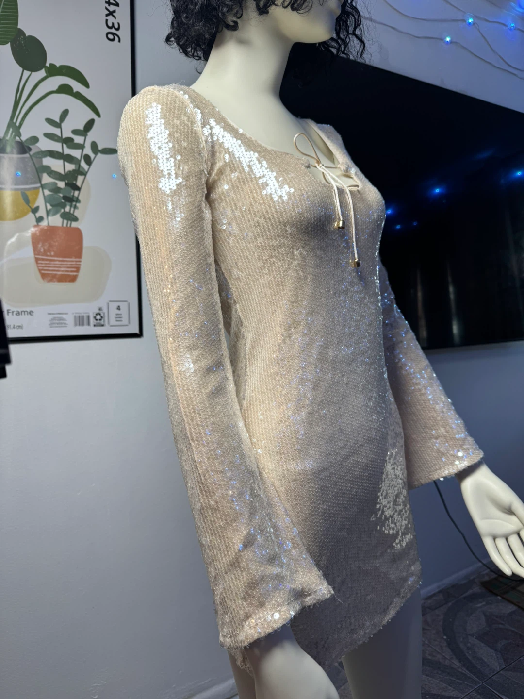 Champagne Sequin Mini Dress - photo 4