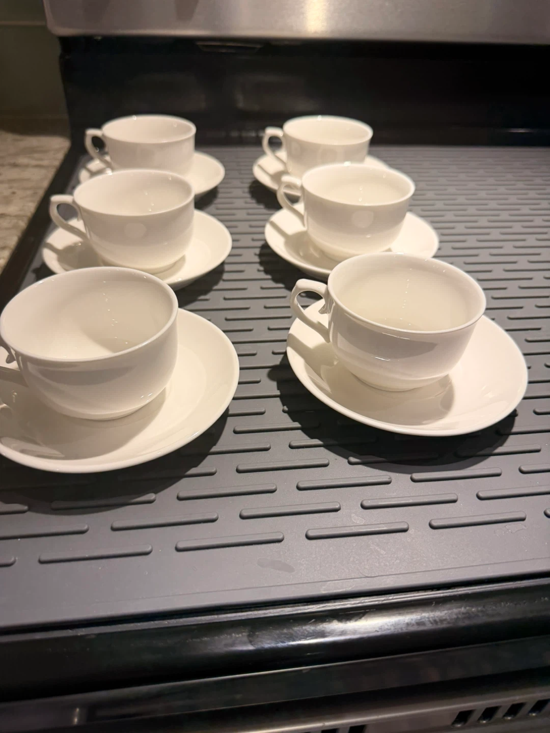 Set of 6 White espresso Cups and Saucers🏆