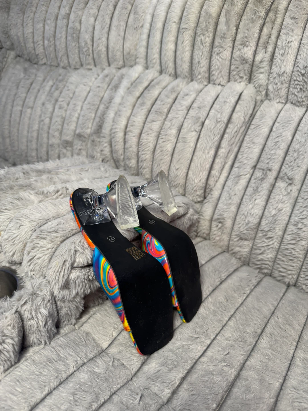 Colorful Swirl Print Heeled Sandals - photo 3