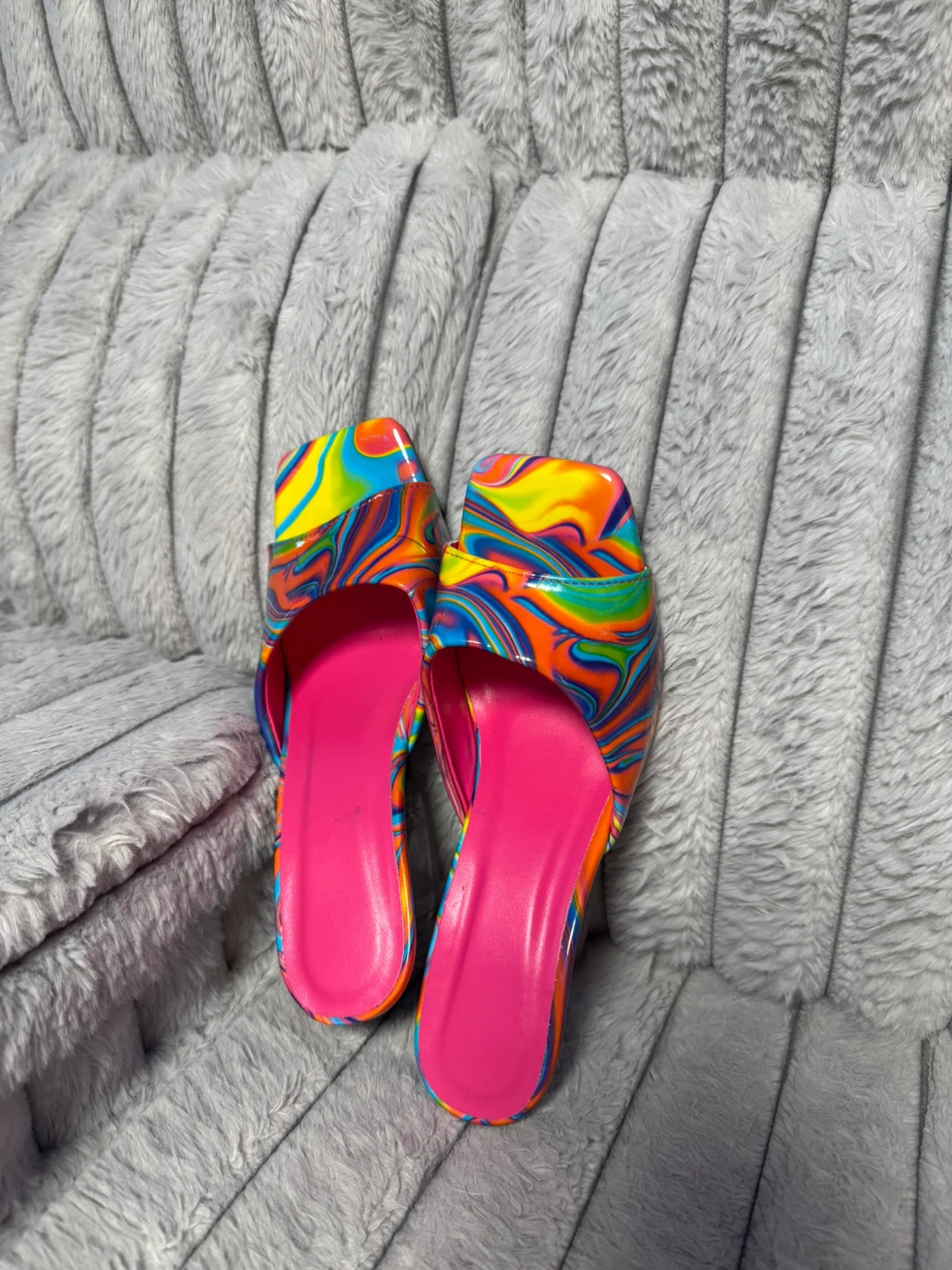 Colorful Swirl Print Heeled Sandals - photo 4