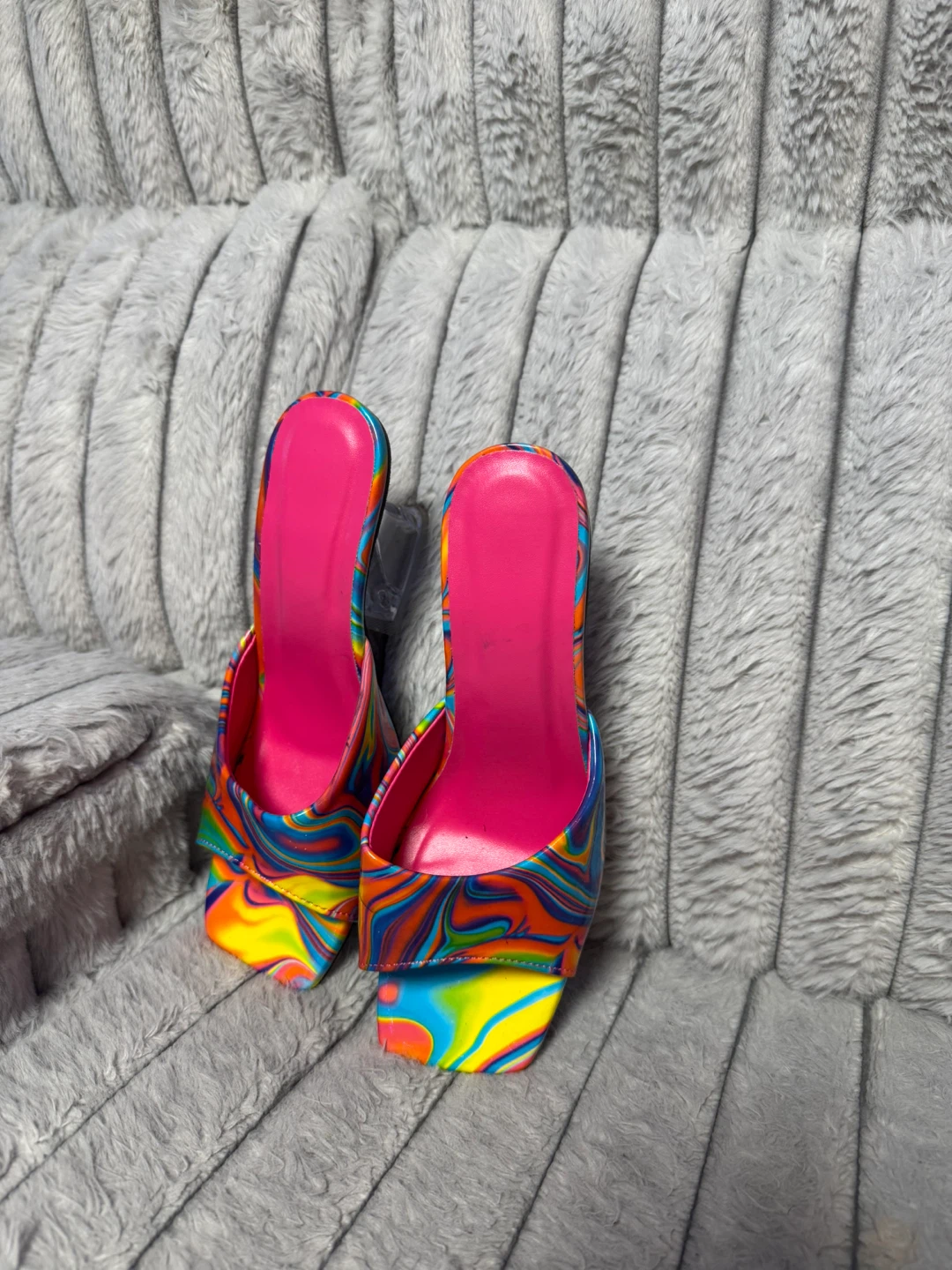 Colorful Swirl Print Heeled Sandals - photo 2