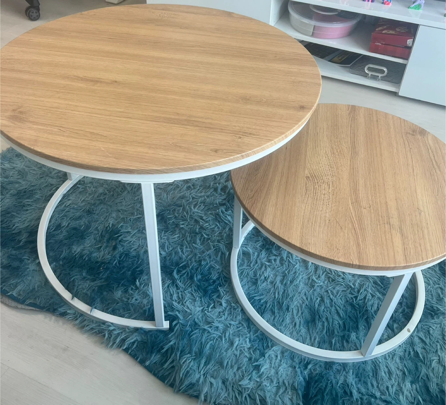 Nesting Coffee Tables - Round Wood Look Tops - photo 2