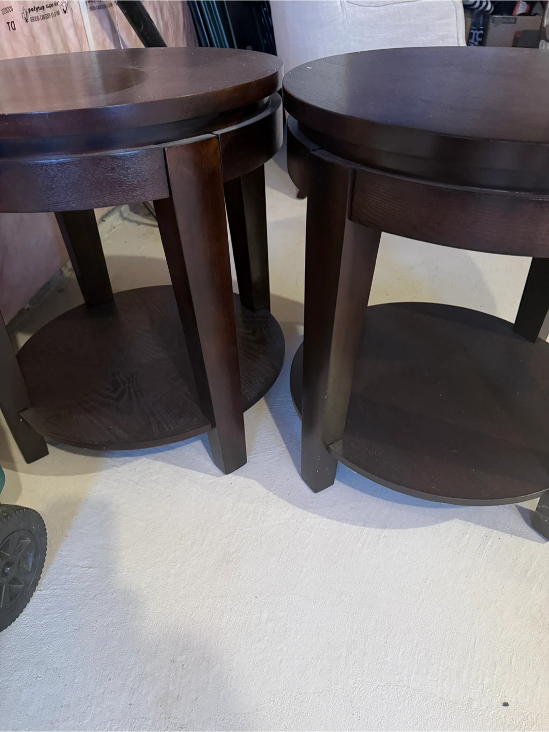 Set of 2 solid wood Dark Brown Round End Tables
