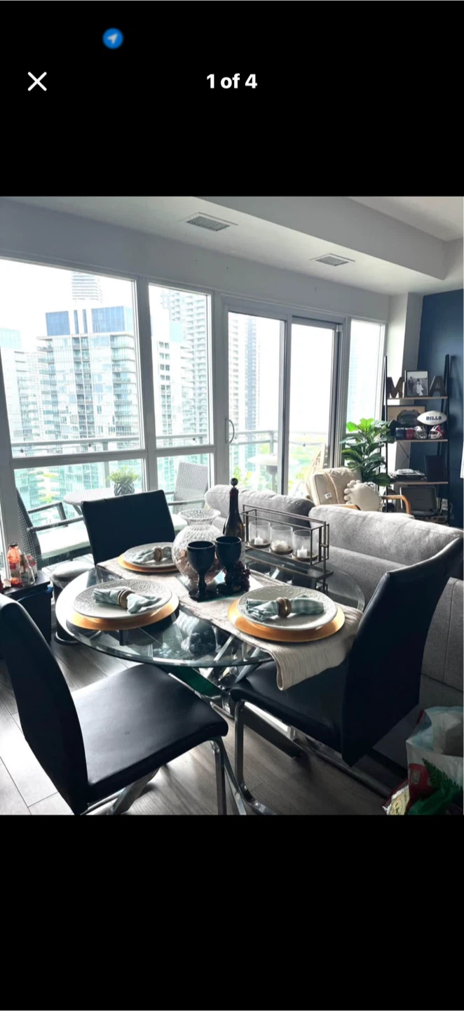 Glass Top Breakfast Table with 3 Chairs