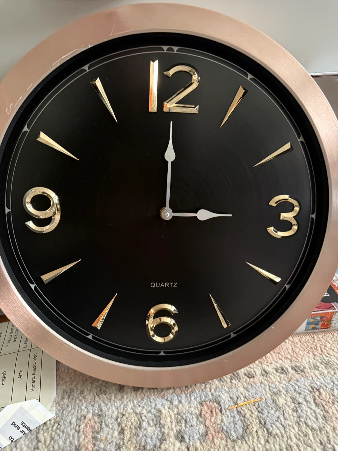 Wall Clock - Black and Rose Gold