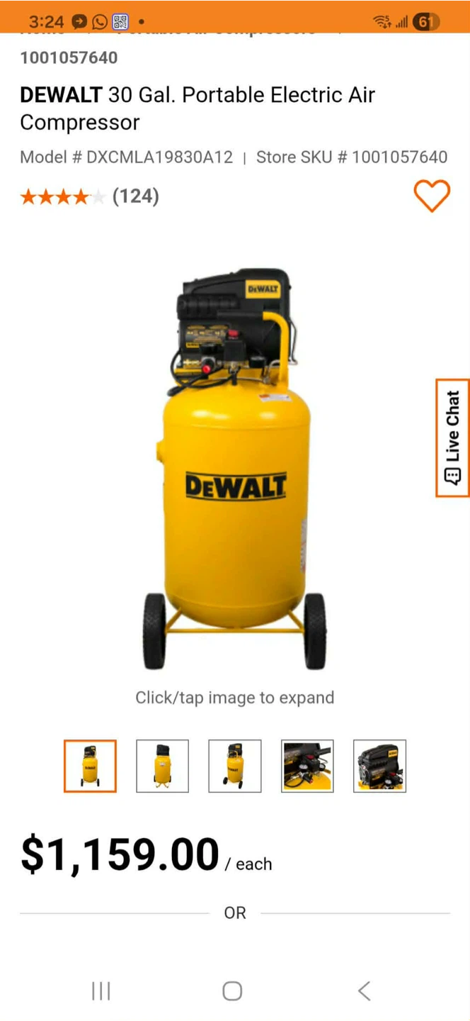DEWALT 30 Gallon Portable Electric Air Compressor