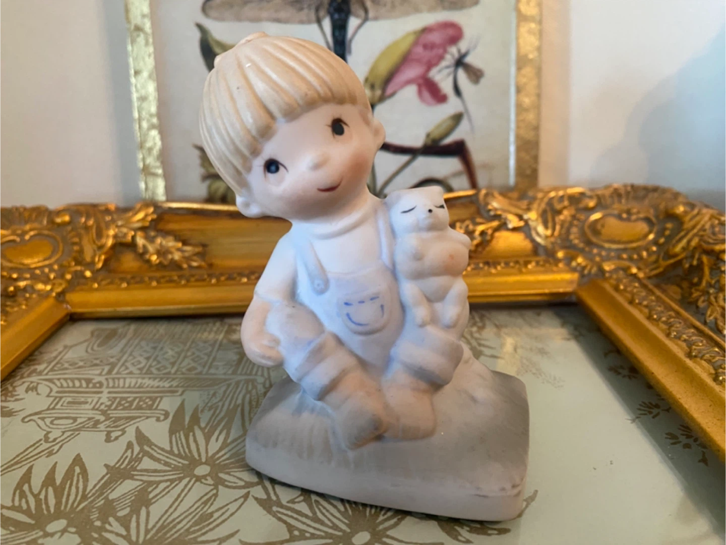 Vintage Porcelain Figurine of Boy Holding Baby - photo 2