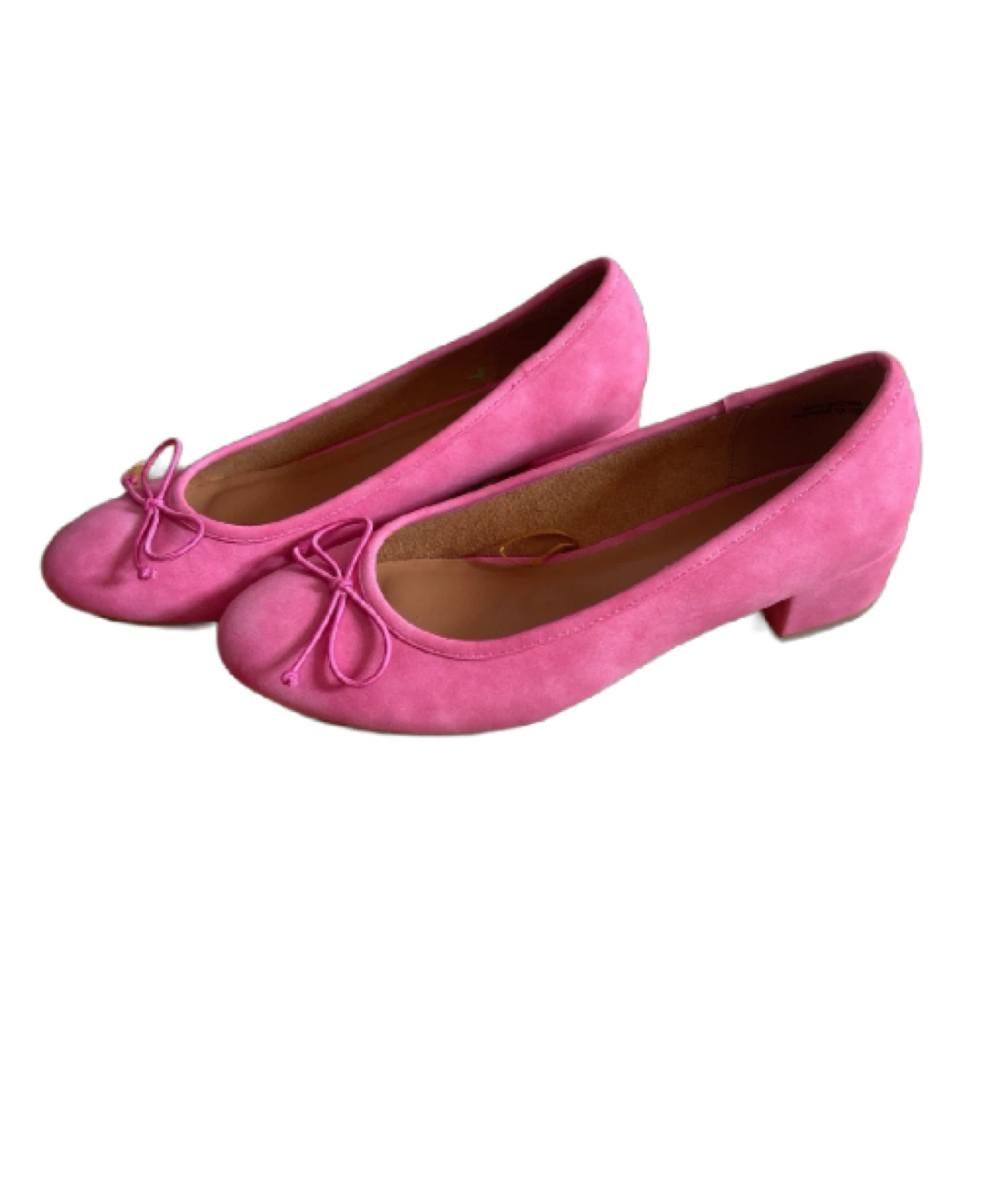 Pink Suede Ballet Flats with Bow
