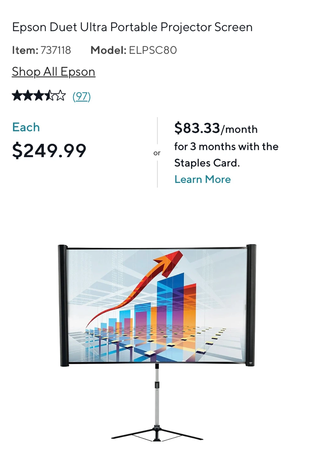 Epson Duet Ultra Portable 80" Projector Screen