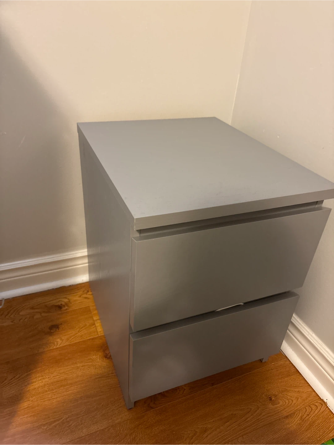 Grey 2-Drawer Nightstand