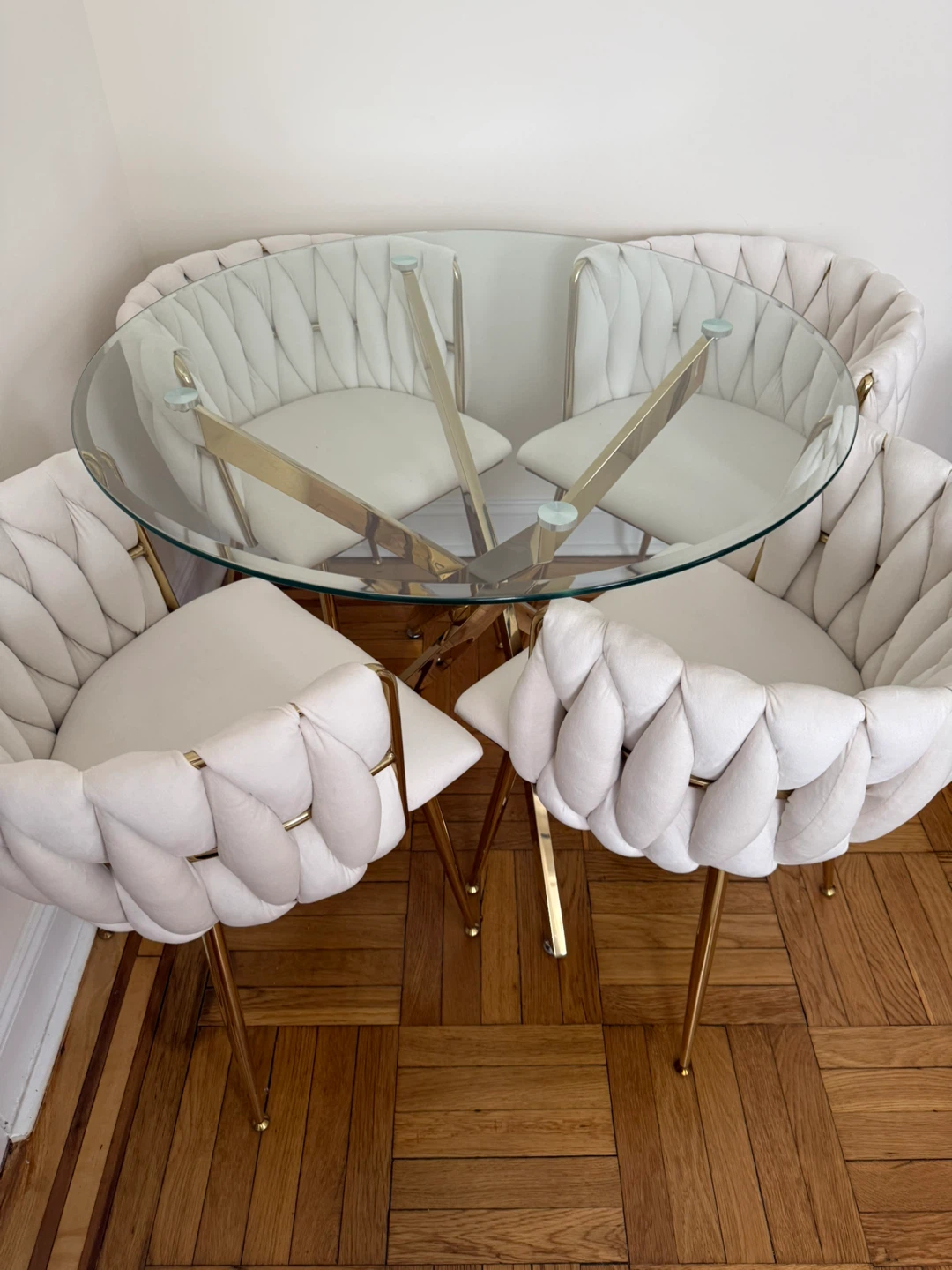 Glass Top Dining Table with 4 Chairs