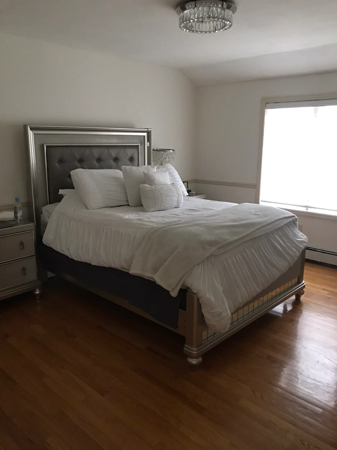 Silver Queen Bed Frame with Tufted Headboard - photo 3