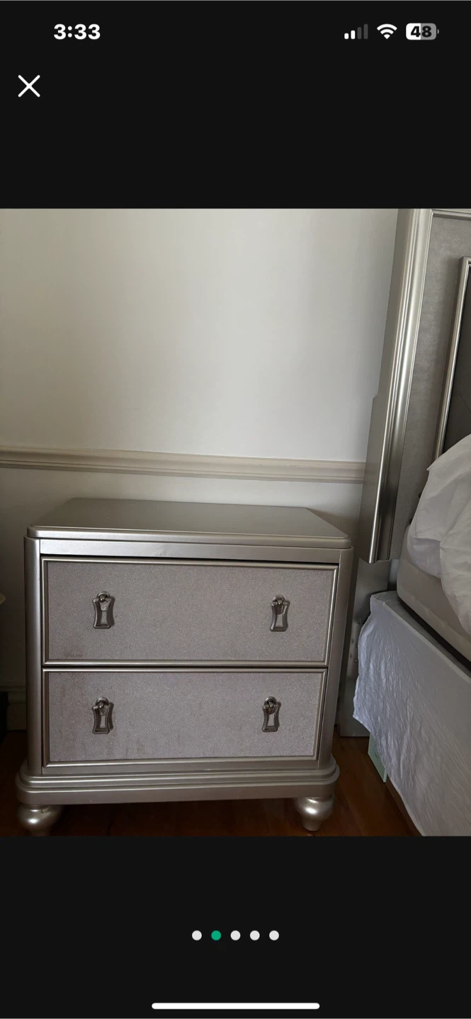 Silver Queen Bed Frame with Tufted Headboard - photo 2
