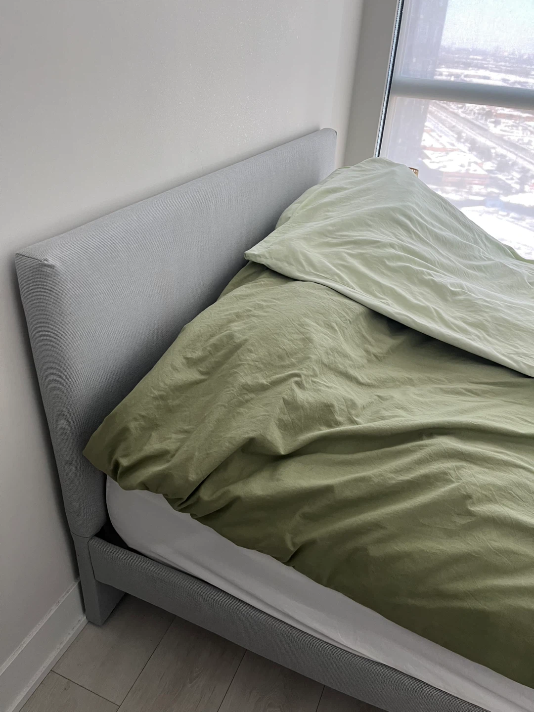 Grey Upholstered Queen Size Bed Frame - photo 2