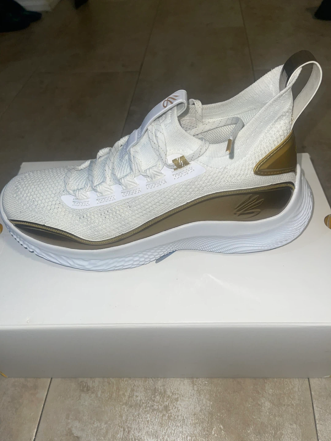 Steph Curry 8 White Gold Basketball Shoes 10.5