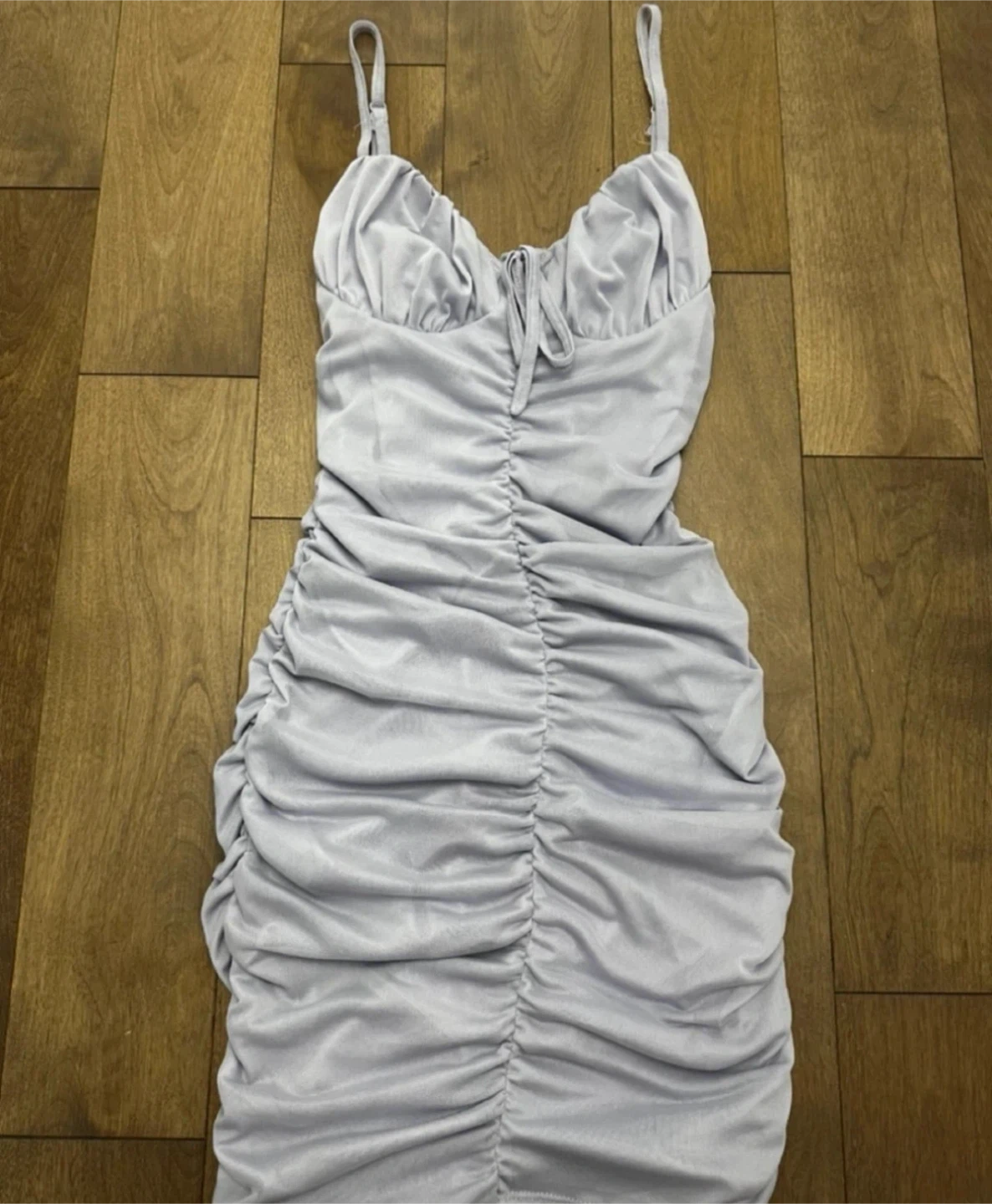 Ruched Spaghetti Strap Mini Dress