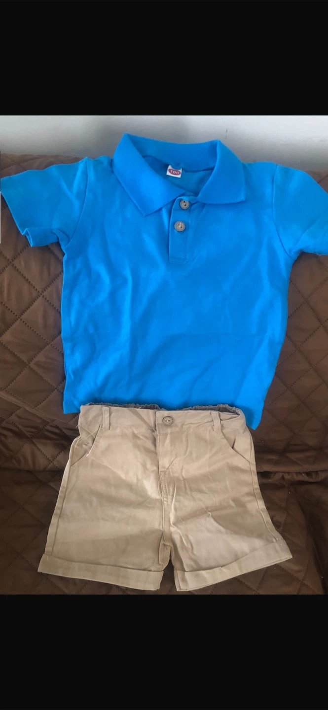 1 to 3 year size Kids Blue Polo Shirt and Khaki Shorts Set - photo 2