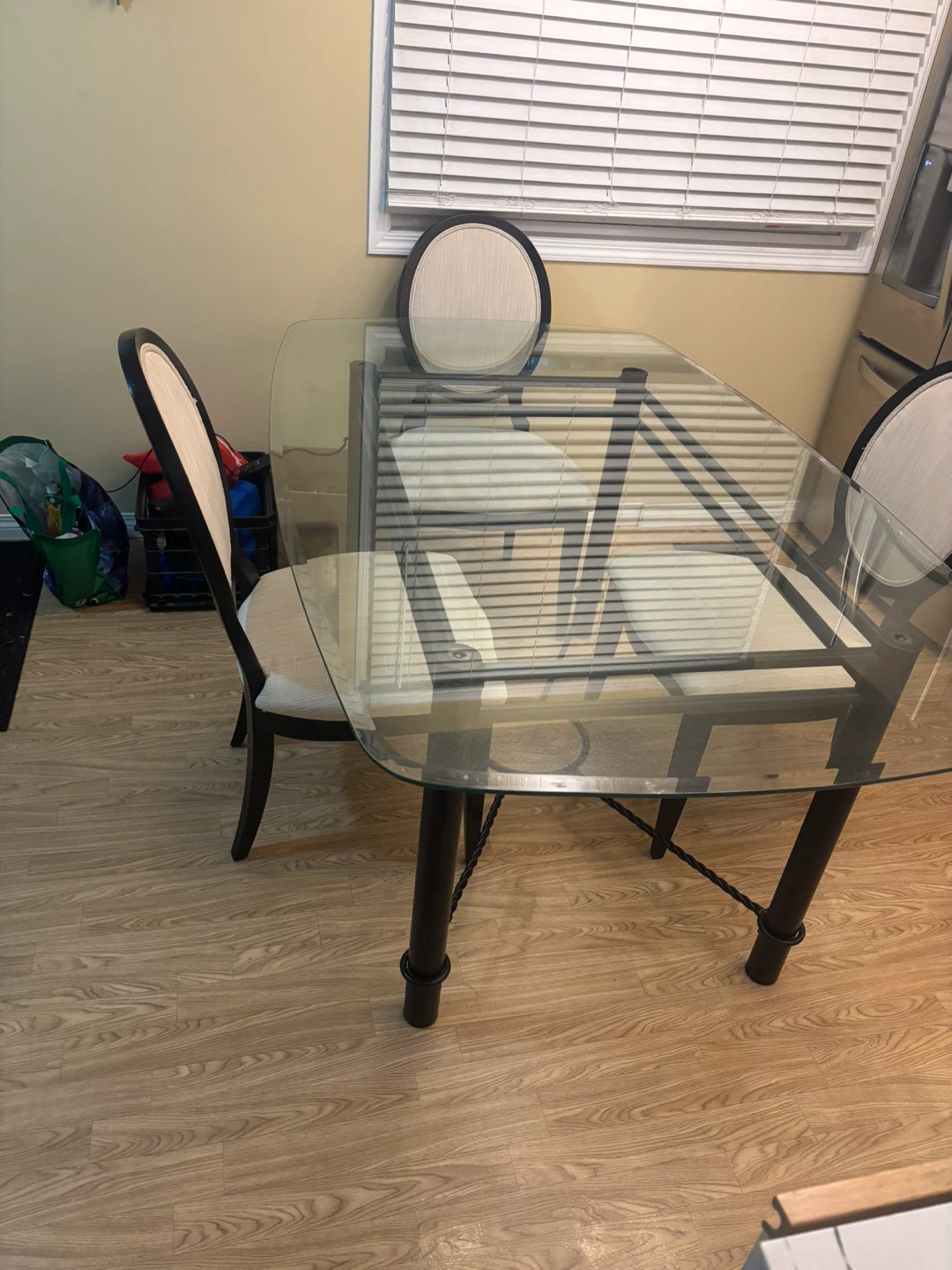 Glass Top Dining Table with 4 Chairs