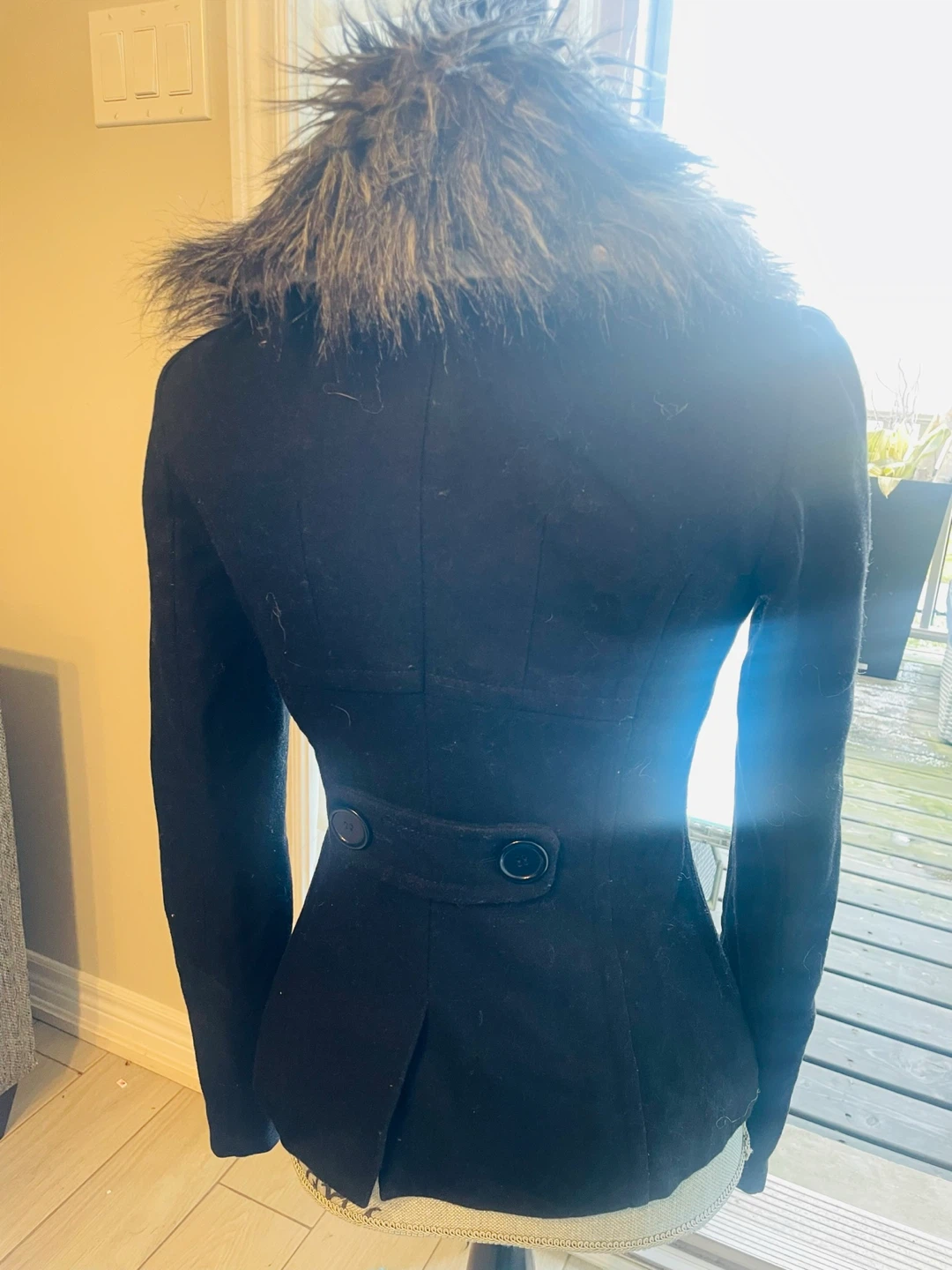 Bebe Women's Black Faux Fur Collar Jacket - XS - photo 2