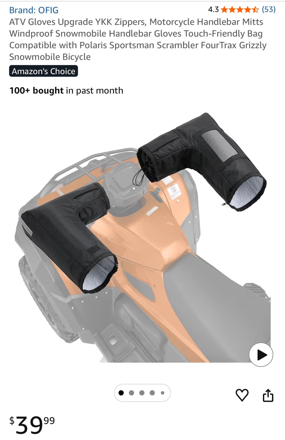 OFIG ATV Motorcycle Handlebar Mitts - photo 2