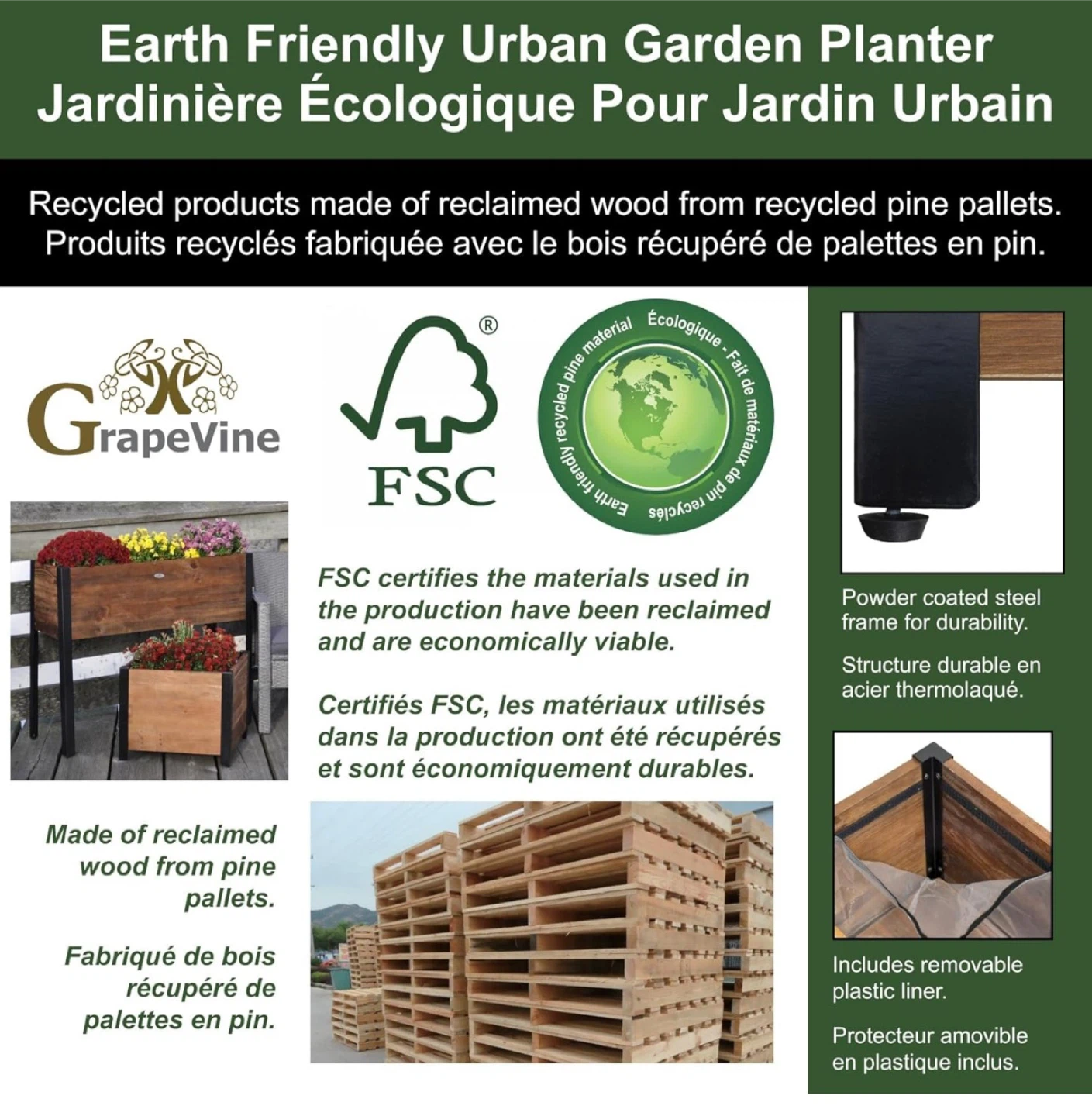 Earth Friendly Urban Garden Planter - Reclaimed Wood & Metal - photo 4