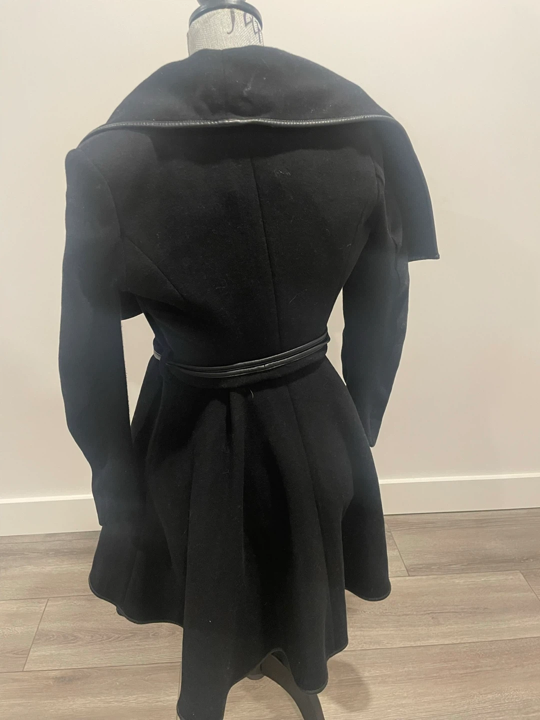 Black BCBG Wrap Coat with Leather Trim xs - photo 3