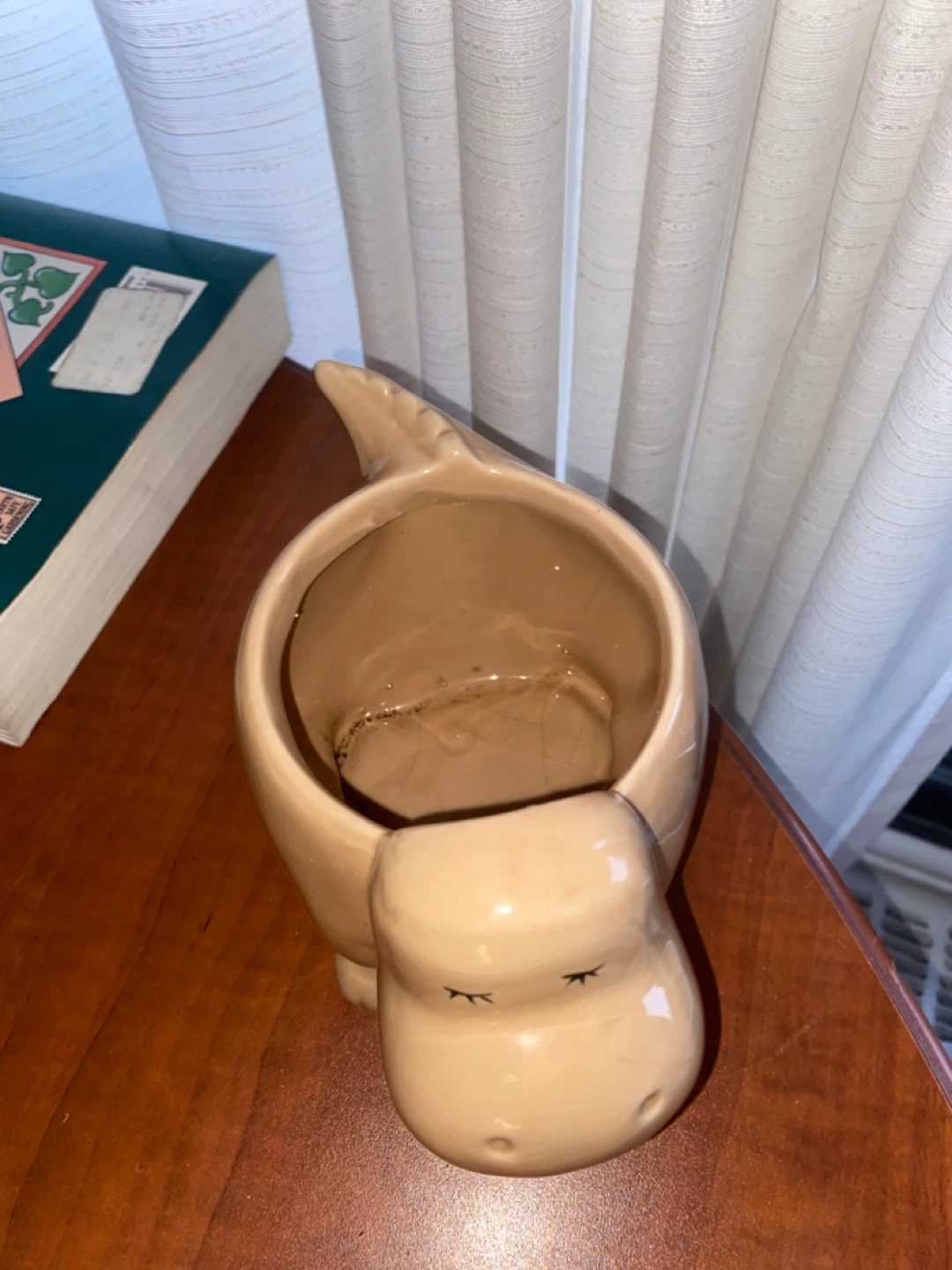 Ceramic Planter Pot - Beige Ribbed & Dinosaur Design - photo 3