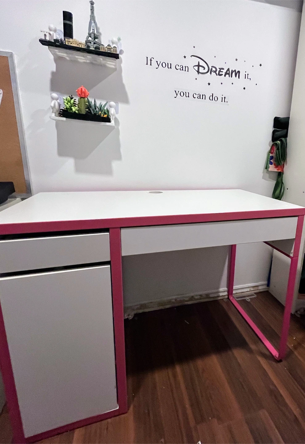 White Desk with Pink Frame and Two Drawers - photo 2