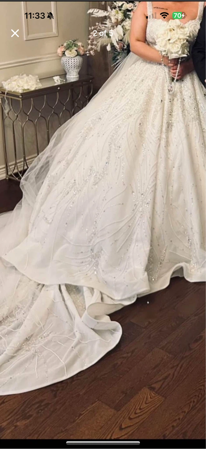 Sparkling White Ball Gown Wedding Dress - photo 4