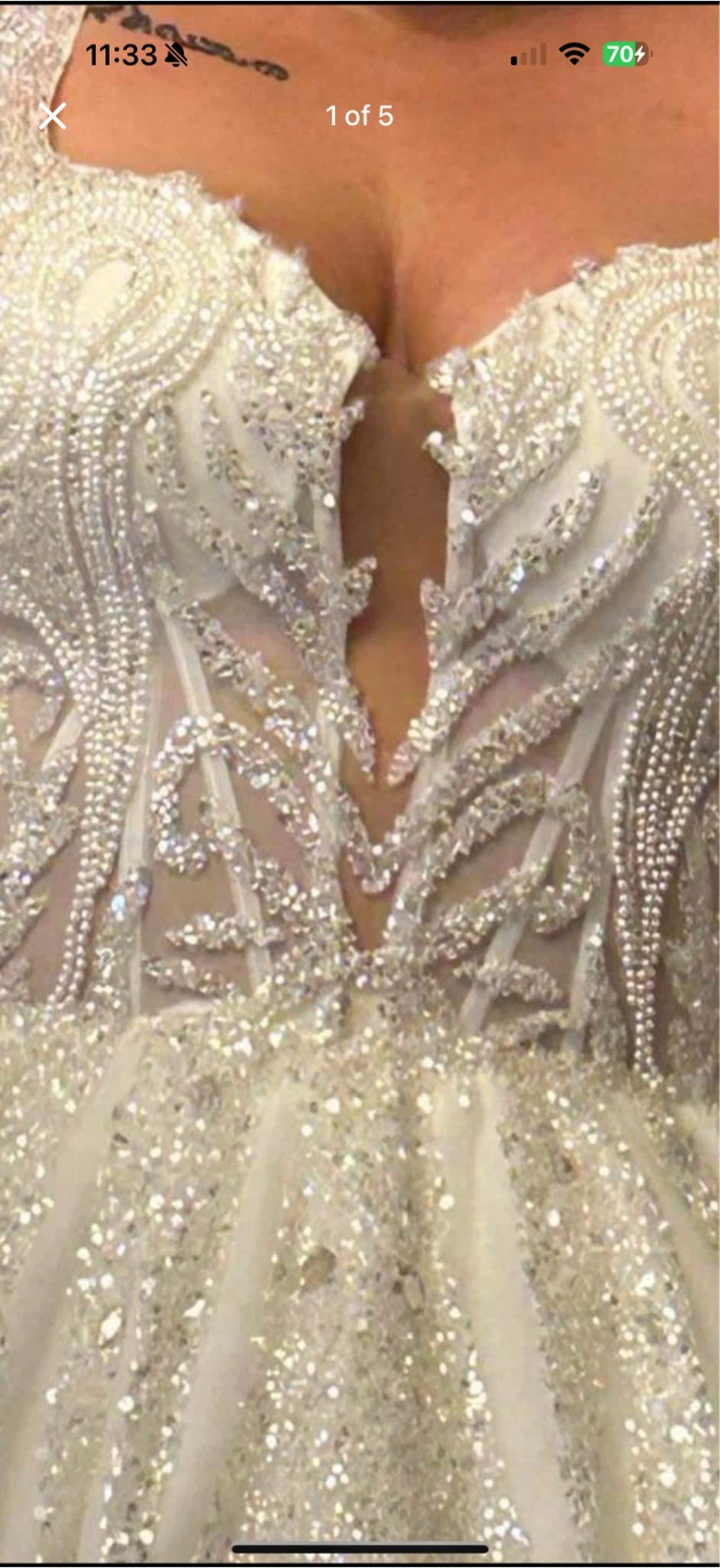 Sparkling White Ball Gown Wedding Dress - photo 5