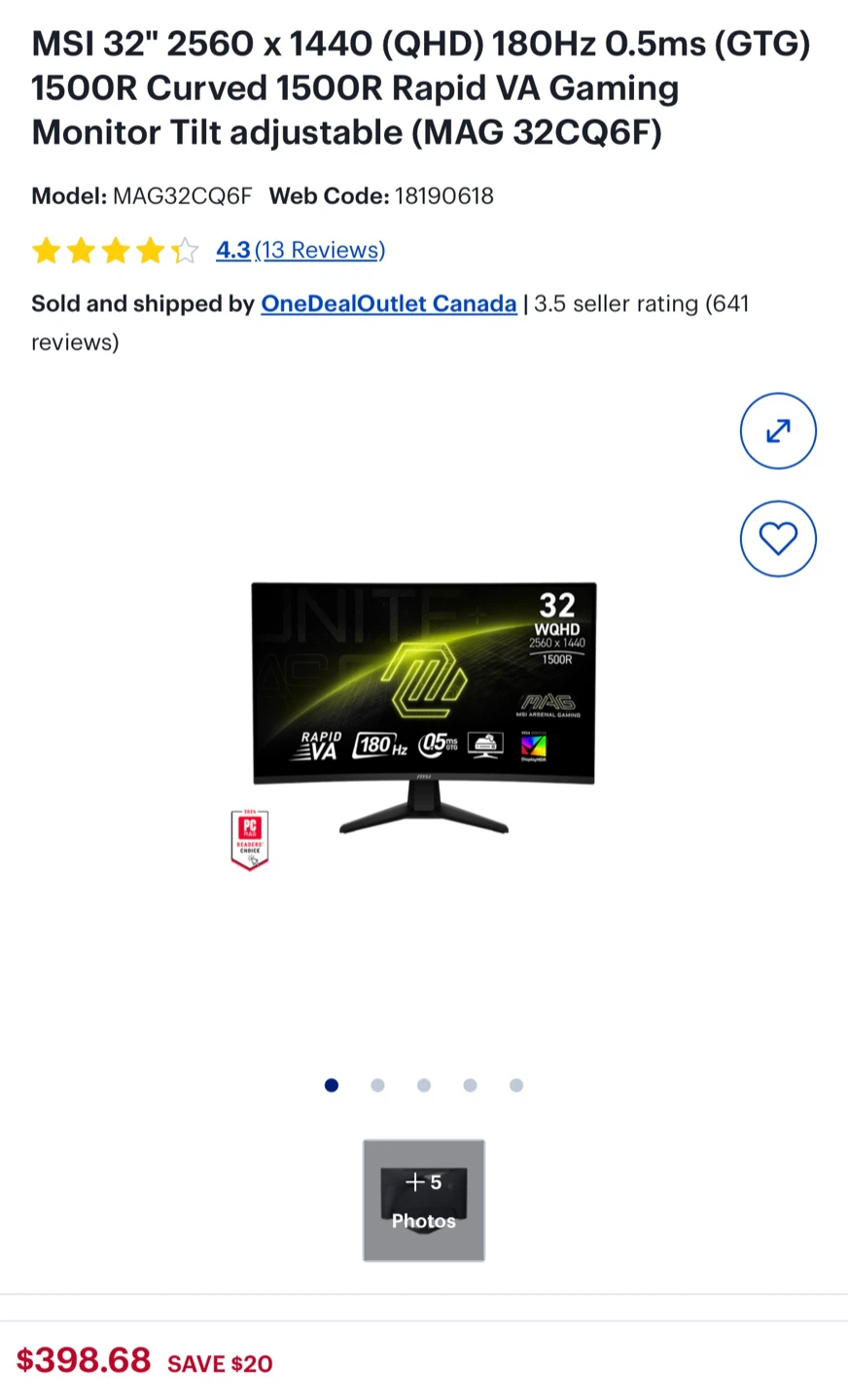 MSI 32" 2560 x 1440 QHD 180Hz Curved Gaming Monitor - photo 2