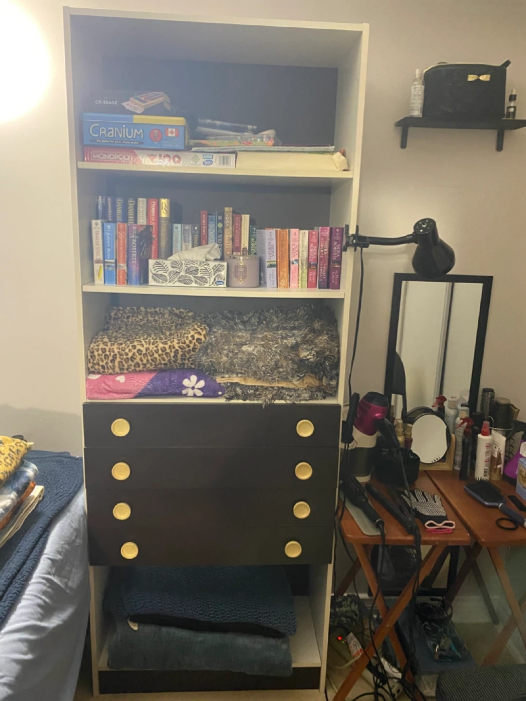 White Bookshelf with Drawers