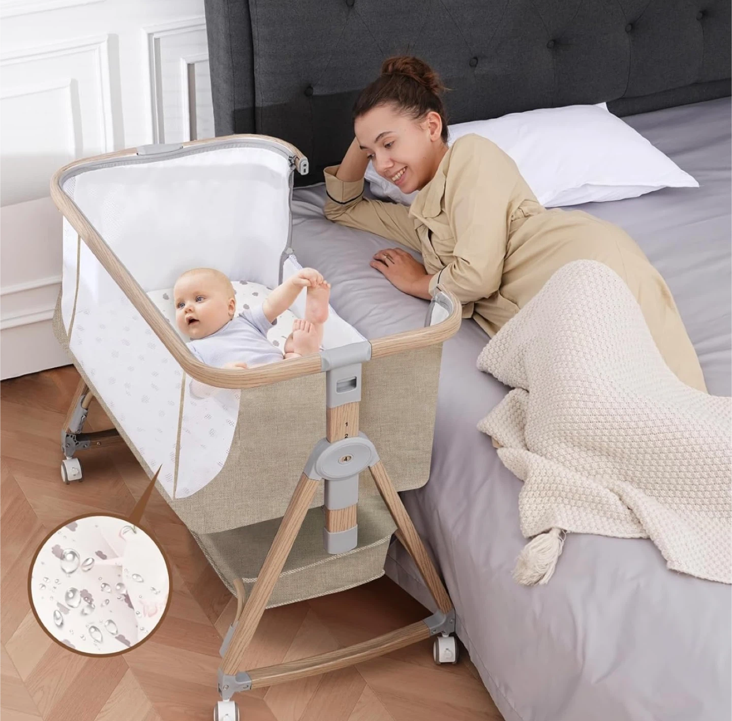 Adjustable Bassinet with Storage Basket