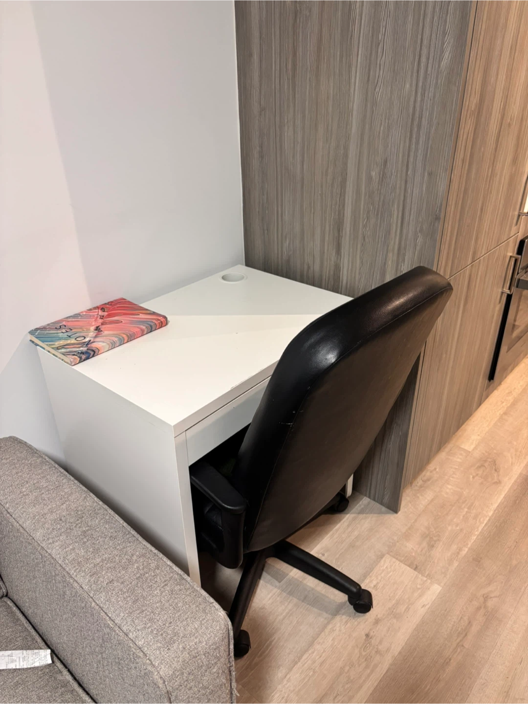 White Compact Desk with Drawer - photo 2