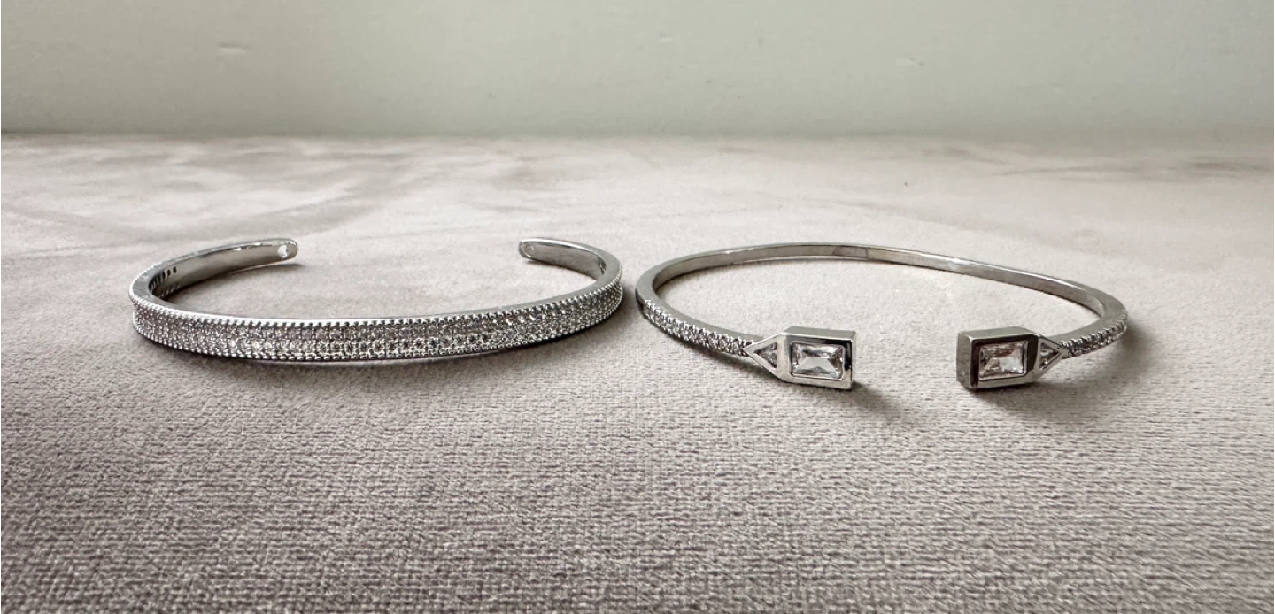 Silver-tone Cuffs with Rhinestones
