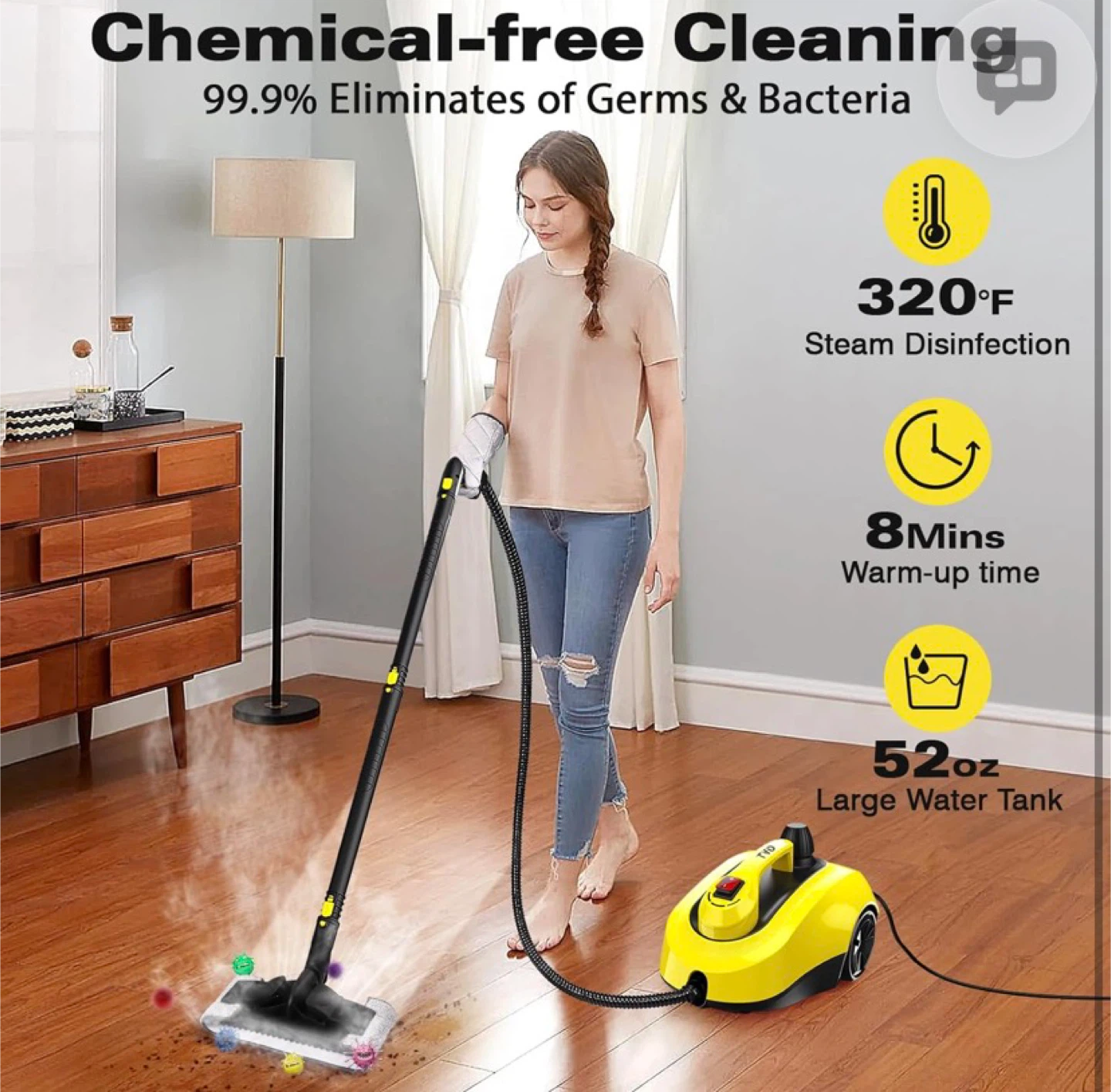 Steam Cleaner, Heavy Duty Canister  Extra-Long Power