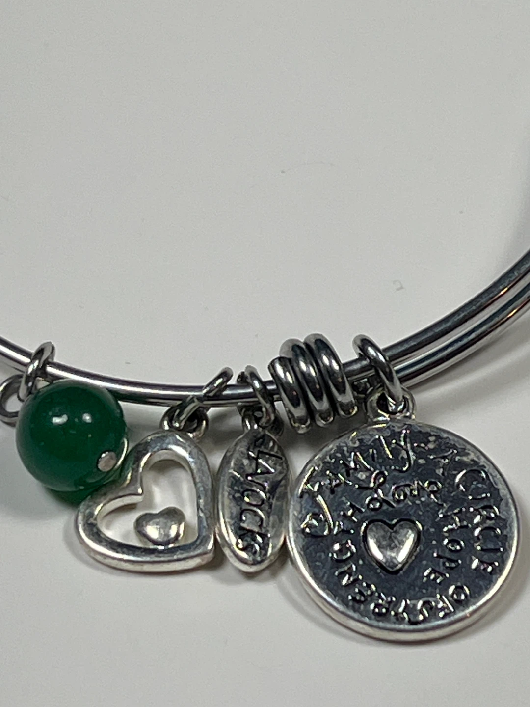 Adjustable Charm Bracelet with Tree of Life and Green Stone - photo 3