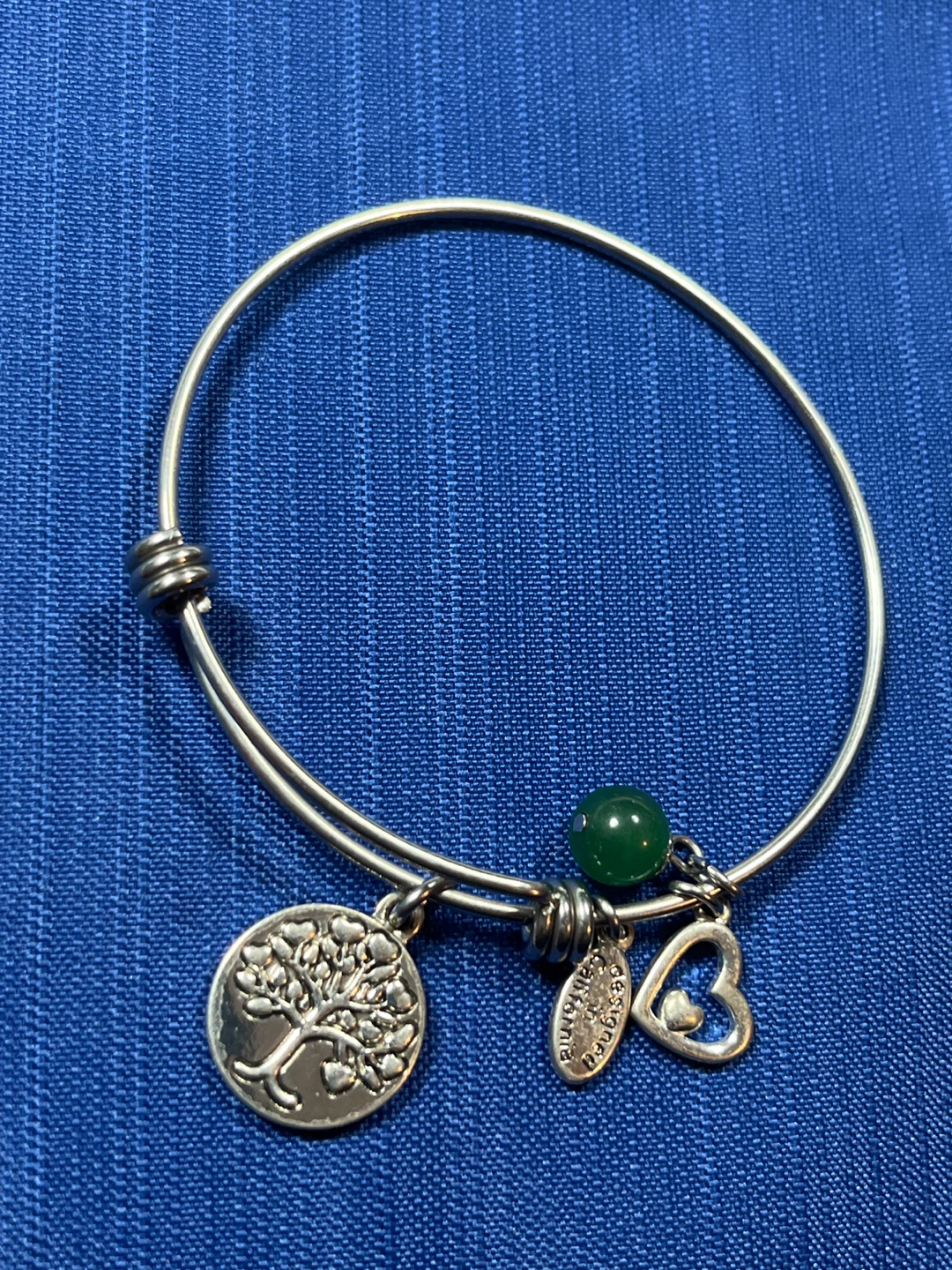 Adjustable Charm Bracelet with Tree of Life and Green Stone - photo 4