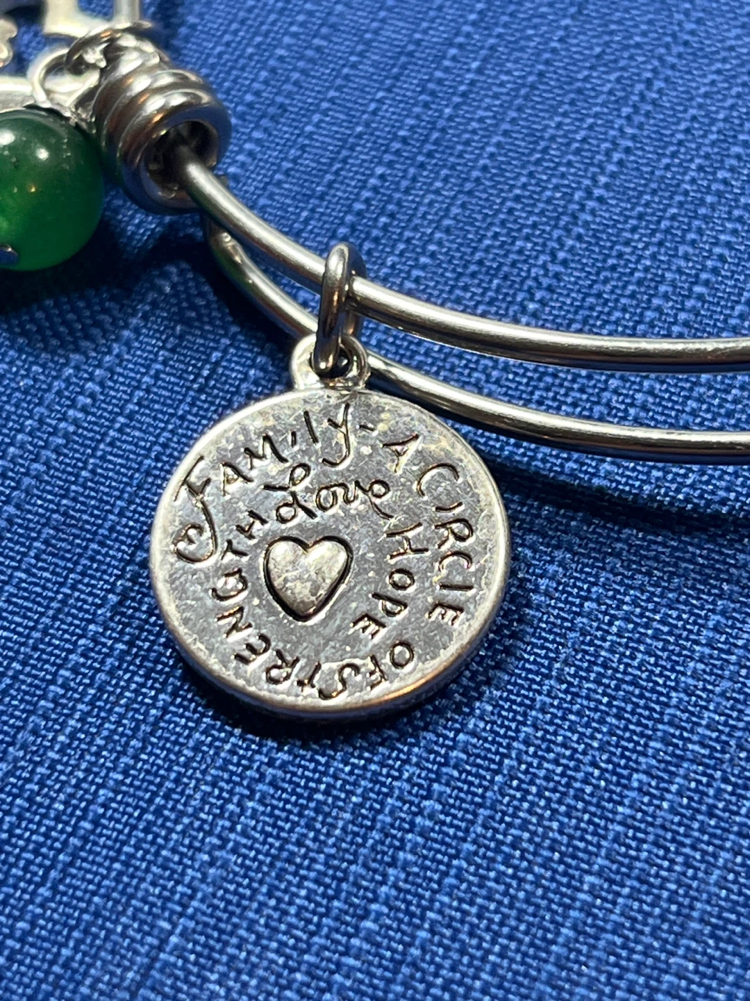 Adjustable Charm Bracelet with Tree of Life and Green Stone - photo 5
