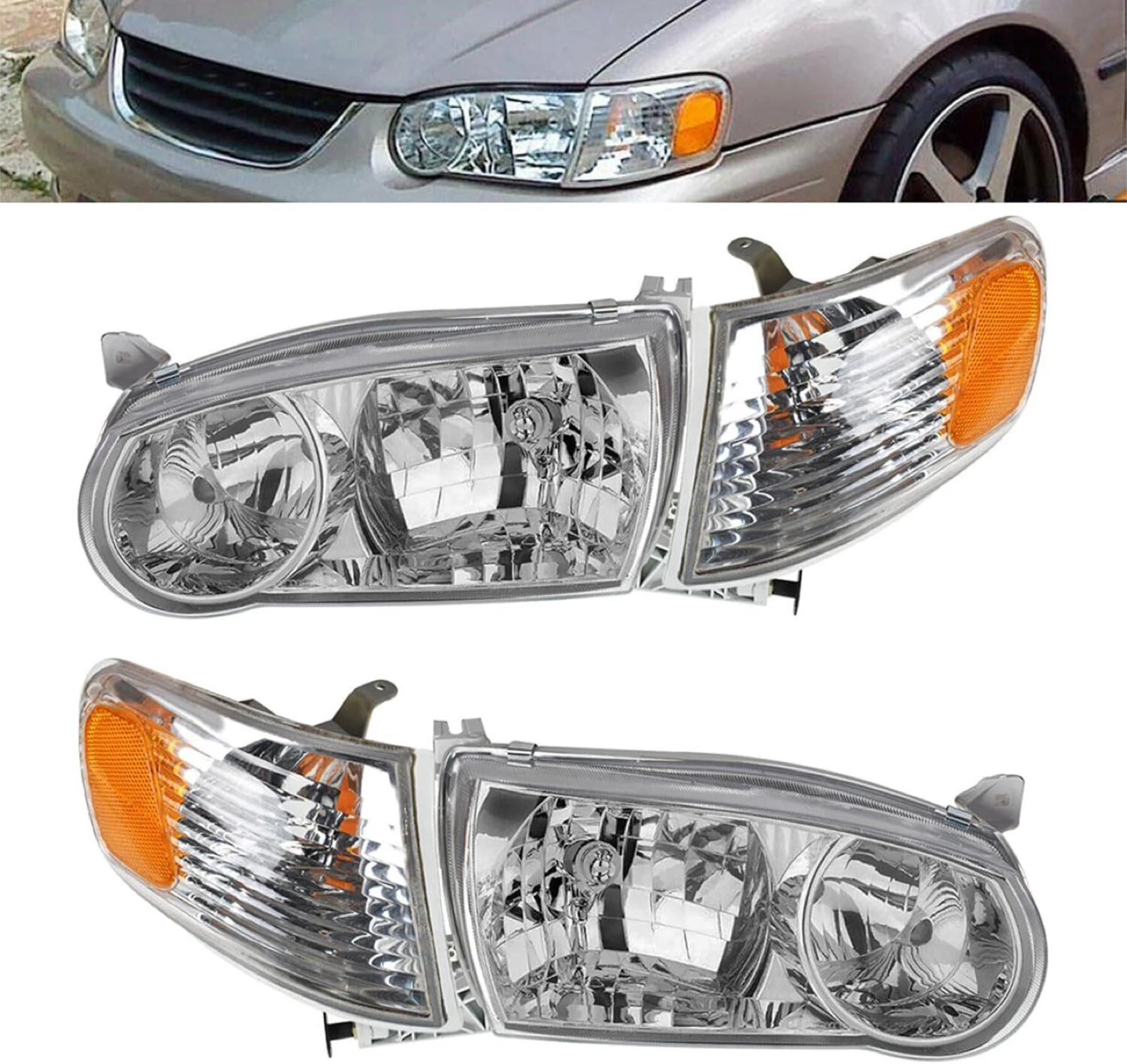 Headlight Assembly Replacement for 2001 2002 Toyota Corolla - BN