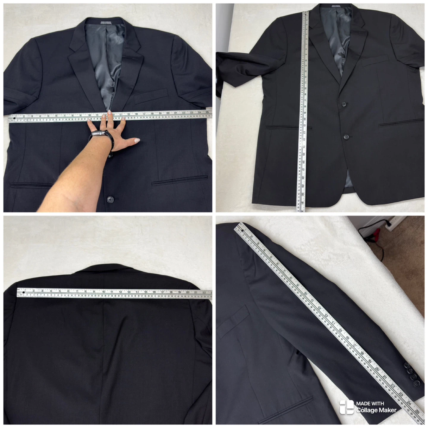 Joseph and Feiss Classic Fit Black Wool Blend Blazer Moores 46R - photo 4