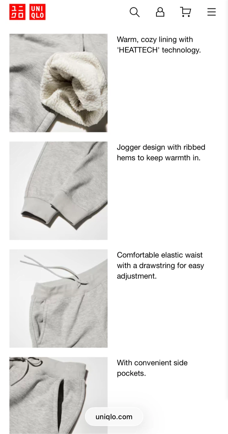 Uniqlo Heattech Fleece Lined Joggers S/P - photo 3