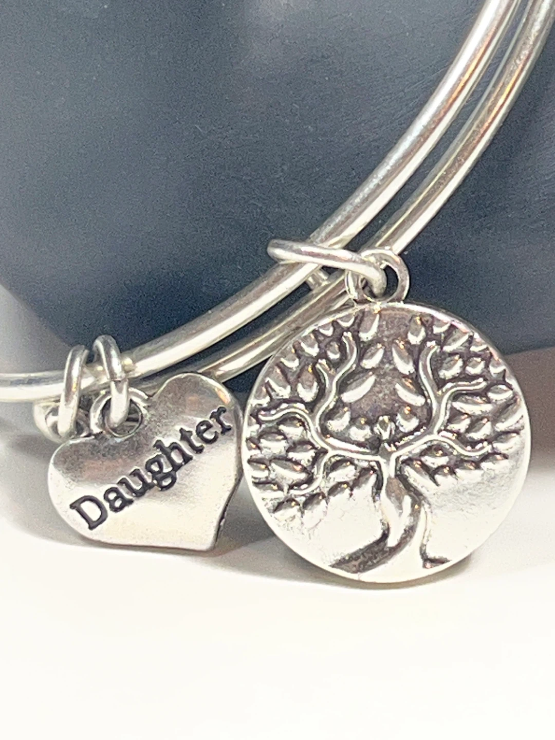 Adjustable Charm Bangle Bracelet - "Daughter" & Tree of Life